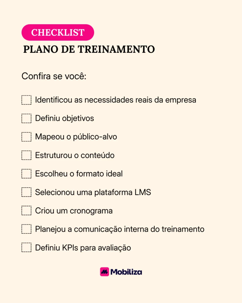 CHECKLIST DE PLANO DE TREINAMENTO
