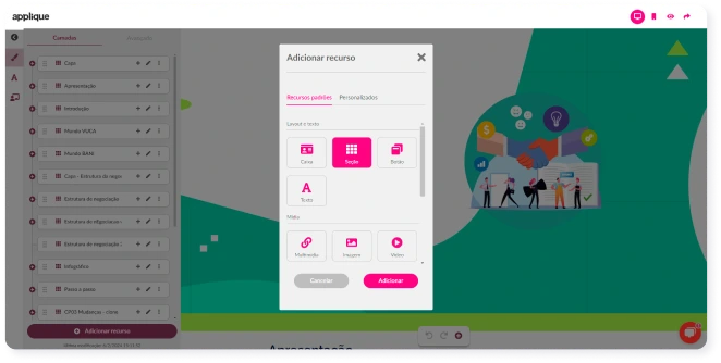 tela de criação do Applique Mobiliza